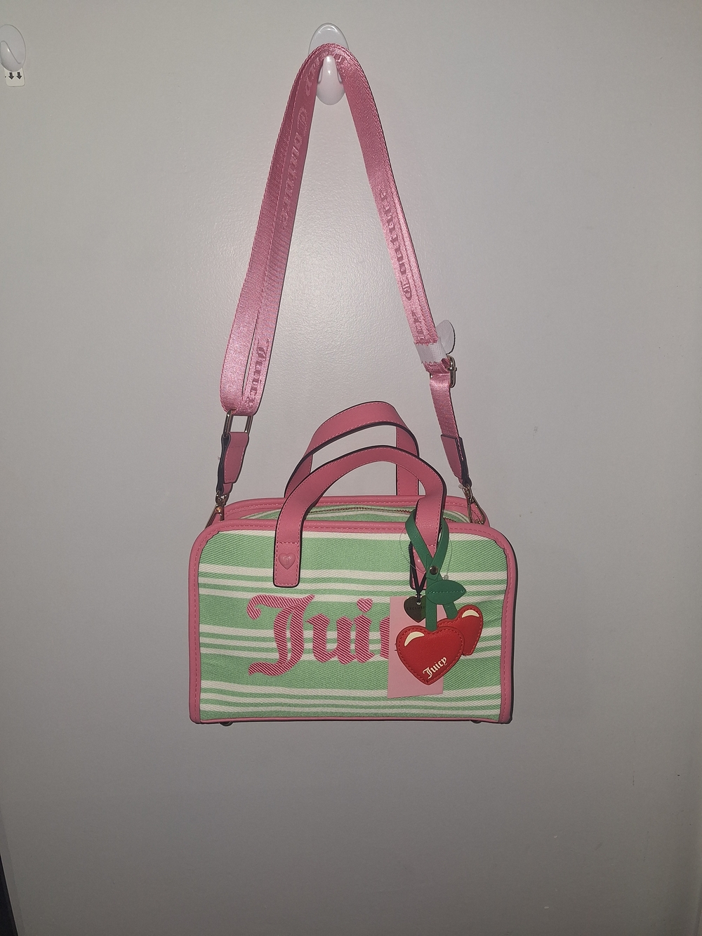 EXCLUSIVE Juicy Couture Pink & Green Stripe  Crossbody Bag